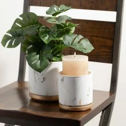 SULLIVANS Marbled White and Gold Terracotta Pot 8 SULLIVANS Marbled White and Gold Terracotta Pot -Green Haven Store marbled white and gold sullivans plant pots cmt1208 4f 1000