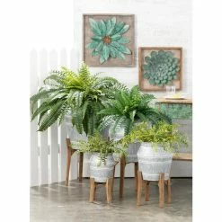 SULLIVANS Multi-Color Metal Planter On Stand (Set of 4) -Green Haven Store multicolor sullivans plant pots met1686 4f 1000