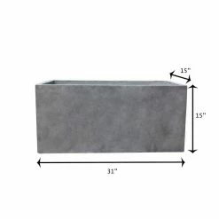 KANTE 31 in. L Rectangular Natural Concrete/Fiberglass Indoor Outdoor Elegant Long Planter -Green Haven Store natural concrete kante plant pots osf0104b c80021 1f 1000