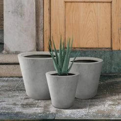 KANTE Large, Medium, Small Round Natural Finish Lightweight Concrete and Weather Resistant Fiberglass Planters (Set of 3) -Green Haven Store natural concrete kante plant pots rc0154bcd c80021 44 1000