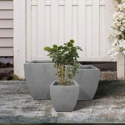 KANTE Square Natural Finish Lightweight Concrete & Weather Resistant Fiberglass Planters with Drainage Holes (Set of 3) 17 KANTE Square Natural Finish Lightweight Concrete & Weather Resistant Fiberglass Planters with Drainage Holes (Set of 3) -Green Haven Store natural concrete kante plant pots rf0126abc c80021 76 1000