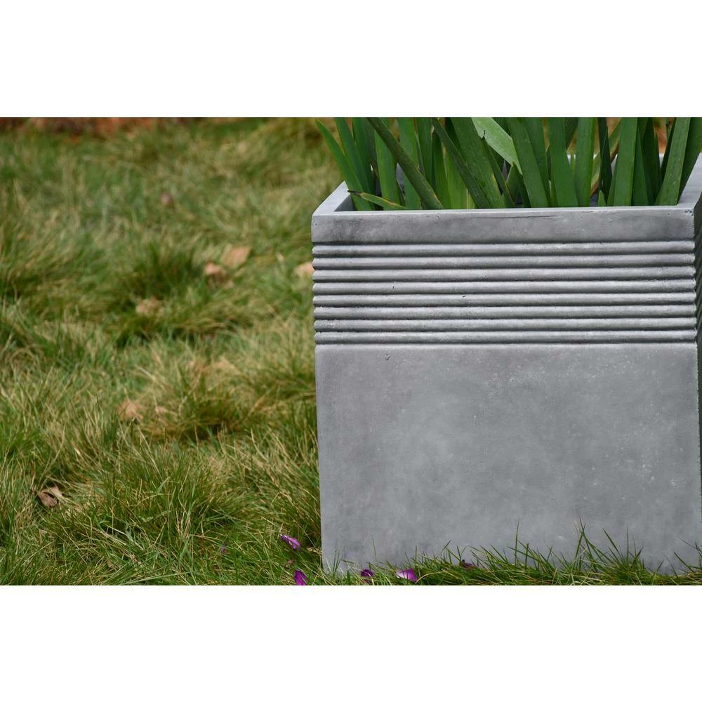 KANTE Small 15 in. Tall Natural Lightweight Concrete Modern Square Outdoor Planter 5 KANTE Small 15 in. Tall Natural Lightweight Concrete Modern Square Outdoor Planter - Image 3