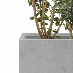 KANTE 6.89"W x 19.49"L x 15.94"H Rectangular Natural Finish Lightweight Concrete and Fiberglass Long Planter w/ Drainage Hole -Green Haven Store natural concrete kante plant pots rf0260a c80021 1f 1000