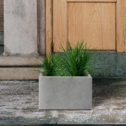 KANTE 6.89"W x 19.49"L x 15.94"H Rectangular Natural Finish Lightweight Concrete and Fiberglass Long Planter w/ Drainage Hole -Green Haven Store natural concrete kante plant pots rf0260a c80021 76 1000