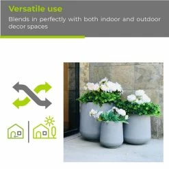 KANTE 17.3 in. Tall Natural Lightweight Concrete Footed Tulip Outdoor Round Planter (Set of 3) -Green Haven Store natural kante plant pots rf2015022bcd c80021 76 1000