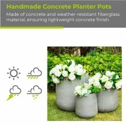 KANTE 17.3 in. Tall Natural Lightweight Concrete Footed Tulip Outdoor Round Planter (Set of 3) -Green Haven Store natural kante plant pots rf2015022bcd c80021 fa 1000