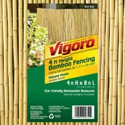 Vigoro 4 ft. H x 6 ft. W Natural Bamboo Fence 12 Vigoro 4 ft. H x 6 ft. W Natural Bamboo Fence -Green Haven Store natural vigoro garden fencing 4477405 4f 1000