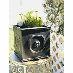 KANTE 12.6 in. Tall Oil Rubbed Bronze Lightweight Concrete Classic Square English Style Lion Head Planter -Green Haven Store oil rubbed bronze kante plant pots rf0172b c80201 1f 1000