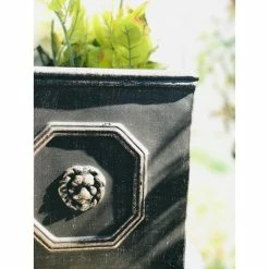 KANTE 12.6 in. Tall Oil Rubbed Bronze Lightweight Concrete Classic Square English Style Lion Head Planter -Green Haven Store oil rubbed bronze kante plant pots rf0172b c80201 4f 1000