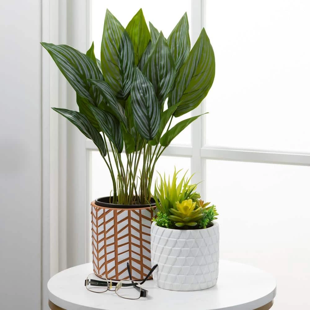 SULLIVANS Geometric Print Terracotta Pot - Set of 3 5 SULLIVANS Geometric Print Terracotta Pot - Set of 3 - Image 3