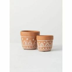 SULLIVANS Orange Cement Planter (Set of 2) 9 SULLIVANS Orange Cement Planter (Set of 2) -Green Haven Store orange sullivans plant pots cmt1180 1f 1000