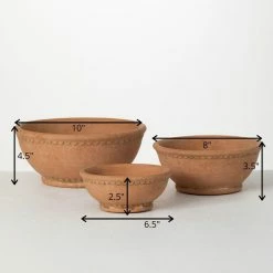 SULLIVANS Adobe Cement Dish Planter - Set of 3 -Green Haven Store orange sullivans plant pots cmt1218 44 1000