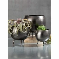 SULLIVANS Pewter Metal Pot With Feet (Set of 3) 8 SULLIVANS Pewter Metal Pot With Feet (Set of 3) -Green Haven Store pewter sullivans plant pots met1626 4f 1000