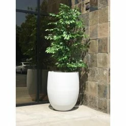 KANTE 21.7 in. H Round Pure White Concrete Indoor Outdoor Modern Tall Planter -Green Haven Store pure white kante plant pots osc0066a c80011 1f 1000