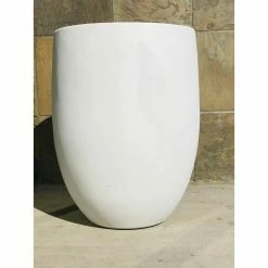 KANTE 21.7 in. H Round Pure White Concrete Indoor Outdoor Modern Tall Planter -Green Haven Store pure white kante plant pots osc0066a c80011 4f 1000