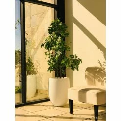 KANTE 21.7 in. H Round Pure White Concrete Indoor Outdoor Modern Tall Planter -Green Haven Store pure white kante plant pots osc0066a c80011 76 1000