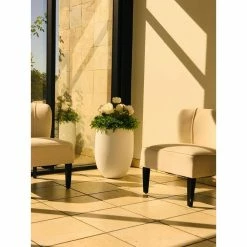 KANTE 21.7 in. H Round Pure White Concrete Indoor Outdoor Modern Tall Planter -Green Haven Store pure white kante plant pots osc0066a c80011 fa 1000