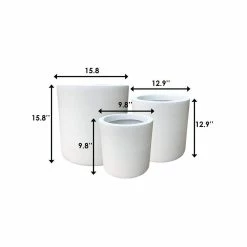 KANTE 15.8 in. x 12.9 in. & 9.8 in. W Round Pure White Concrete/Fiberglass Indoor Outdoor Modern Seamless Planters (Set of 3) -Green Haven Store pure white kante plant pots osc0119abc c80011 1f 1000