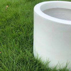 KANTE 12.9 in. W Round Pure White Concrete/Fiberglass Indoor Outdoor Modern Seamless Planter -Green Haven Store pure white kante plant pots osc0119b c80011 1f 1000
