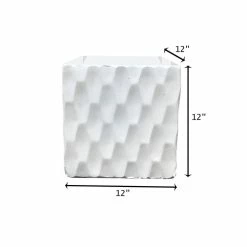 KANTE 12 in. H Square Pure White Concrete/Fiberglass Indoor Outdoor Elegant Retro Planter -Green Haven Store pure white kante plant pots osf0201b c80011 76 1000