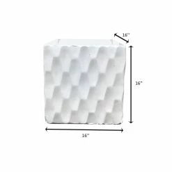 KANTE 16 in. W Square Pure White Concrete/Fiberglass Indoor Outdoor Elegant Retro Planter -Green Haven Store pure white kante plant pots osf0201c c80011 76 1000