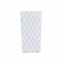 KANTE 23.6 in. H Square Pure White Concrete/Fiberglass Indoor Outdoor Elegant Retro Tall Planter -Green Haven Store pure white kante plant pots osf0202b c80011 fa 1000