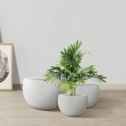 KANTE 20 in., 16 in. and 12 in. W Pure White Concrete Round Elegant Planters (Set of 3), Outdoor Indoor Modern Planter Pots 13 KANTE 20 in., 16 in. and 12 in. W Pure White Concrete Round Elegant Planters (Set of 3), Outdoor Indoor Modern Planter Pots -Green Haven Store pure white kante plant pots rc0049abc c80011 4f 1000