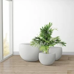 KANTE 20 in., 16 in. and 12 in. W Pure White Concrete Round Elegant Planters (Set of 3), Outdoor Indoor Modern Planter Pots 17 KANTE 20 in., 16 in. and 12 in. W Pure White Concrete Round Elegant Planters (Set of 3), Outdoor Indoor Modern Planter Pots -Green Haven Store pure white kante plant pots rc0049abc c80011 76 1000