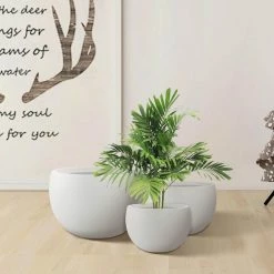 KANTE 20 in., 16 in. and 12 in. W Pure White Concrete Round Elegant Planters (Set of 3), Outdoor Indoor Modern Planter Pots 12 KANTE 20 in., 16 in. and 12 in. W Pure White Concrete Round Elegant Planters (Set of 3), Outdoor Indoor Modern Planter Pots -Green Haven Store pure white kante plant pots rc0049abc c80011 c3 1000