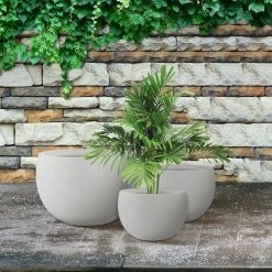 KANTE 20 in., 16 in. and 12 in. W Pure White Concrete Round Elegant Planters (Set of 3), Outdoor Indoor Modern Planter Pots 16 KANTE 20 in., 16 in. and 12 in. W Pure White Concrete Round Elegant Planters (Set of 3), Outdoor Indoor Modern Planter Pots -Green Haven Store pure white kante plant pots rc0049abc c80011 fa 1000