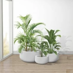 KANTE 19.6 in., 15.7 in. & 11.8 in. W Round Pure White Concrete Elegant Planters Set of 3, Outdoor Indoor w/Drainage Holes 13 KANTE 19.6 in., 15.7 in. & 11.8 in. W Round Pure White Concrete Elegant Planters Set of 3, Outdoor Indoor w/Drainage Holes -Green Haven Store pure white kante plant pots rc0051abc c80011 4f 1000