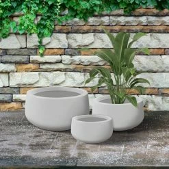 KANTE 19.6 in., 15.7 in. & 11.8 in. W Round Pure White Concrete Elegant Planters Set of 3, Outdoor Indoor w/Drainage Holes 17 KANTE 19.6 in., 15.7 in. & 11.8 in. W Round Pure White Concrete Elegant Planters Set of 3, Outdoor Indoor w/Drainage Holes -Green Haven Store pure white kante plant pots rc0051abc c80011 76 1000