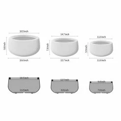 KANTE 19.6 in., 15.7 in. & 11.8 in. W Round Pure White Concrete Elegant Planters Set of 3, Outdoor Indoor w/Drainage Holes 12 KANTE 19.6 in., 15.7 in. & 11.8 in. W Round Pure White Concrete Elegant Planters Set of 3, Outdoor Indoor w/Drainage Holes -Green Haven Store pure white kante plant pots rc0051abc c80011 c3 1000