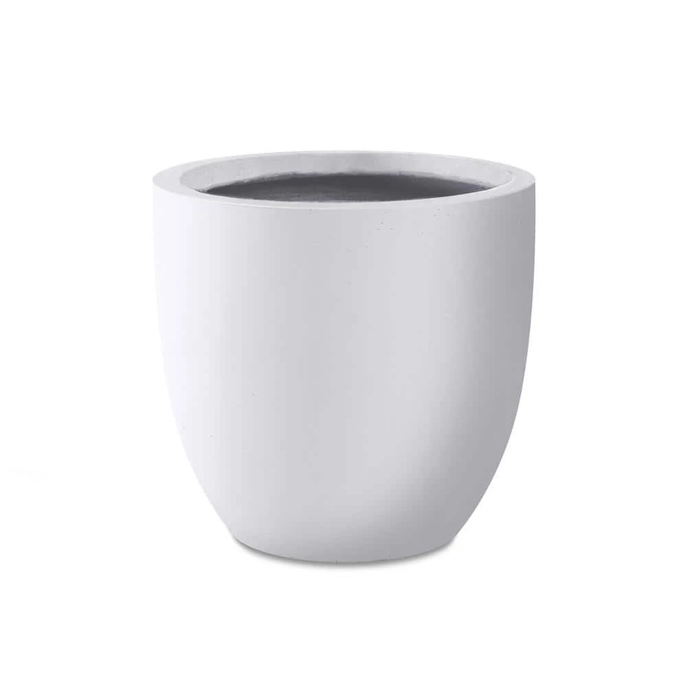 KANTE 13.39 in. x 12.6 in. Round Pure White Lightweight Concrete and Fiberglass Indoor Outdoor Planter with Drainage Hole 3 KANTE 13.39 in. x 12.6 in. Round Pure White Lightweight Concrete and Fiberglass Indoor Outdoor Planter with Drainage Hole