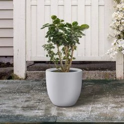 KANTE 13.39 in. x 12.6 in. Round Pure White Lightweight Concrete and Fiberglass Indoor Outdoor Planter with Drainage Hole 15 KANTE 13.39 in. x 12.6 in. Round Pure White Lightweight Concrete and Fiberglass Indoor Outdoor Planter with Drainage Hole -Green Haven Store pure white kante plant pots rc0152b c80011 76 1000