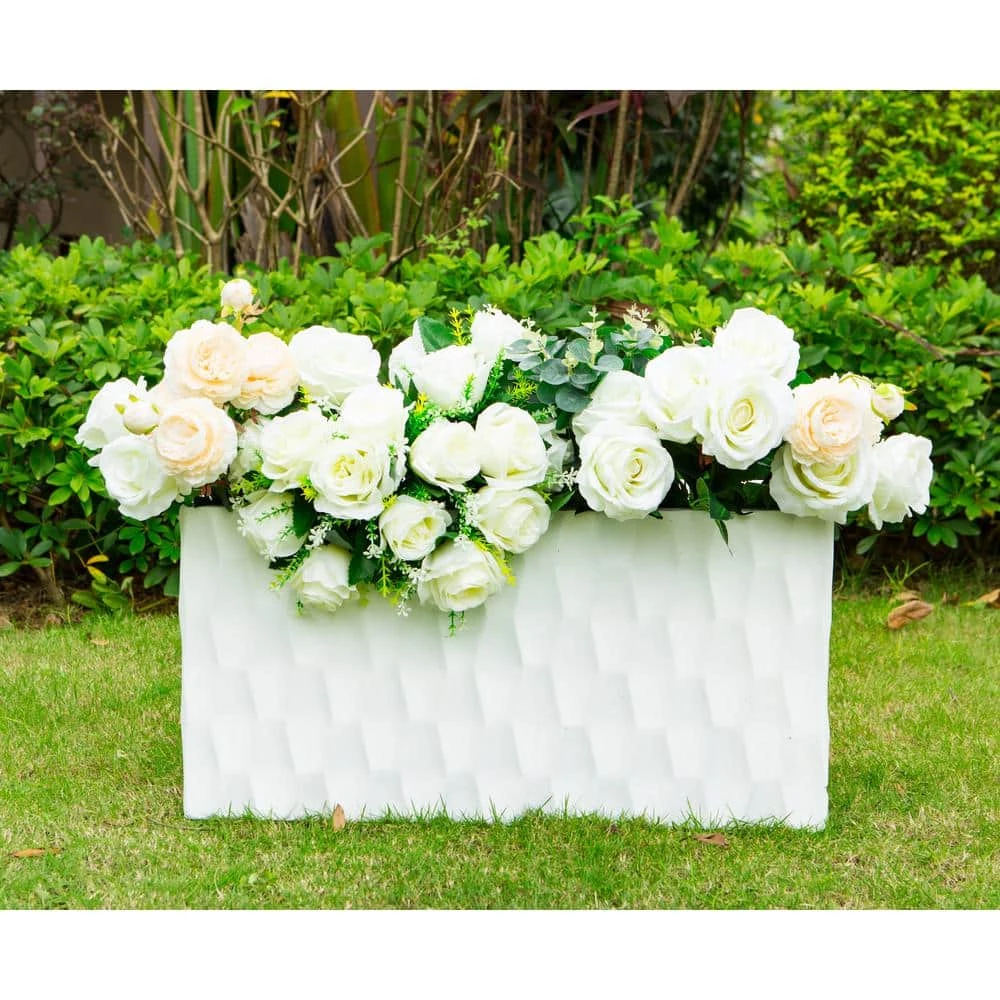 KANTE Large 31.5 in. L Pure White Lightweight Concrete Retro Rectangle Outdoor Planter 4 KANTE Large 31.5 in. L Pure White Lightweight Concrete Retro Rectangle Outdoor Planter - Image 2