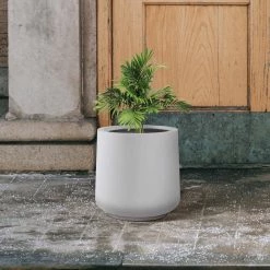 KANTE 17.3 in. H Round Pure White Concrete Planter, Outdoor Indoor Large Planter Pots Containers with Drainage Holes -Green Haven Store pure white kante plant pots rf2015022b c80011 44 1000