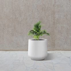 KANTE 17.3 in. H Round Pure White Concrete Planter, Outdoor Indoor Large Planter Pots Containers with Drainage Holes -Green Haven Store pure white kante plant pots rf2015022b c80011 76 1000