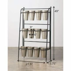 SULLIVANS Metal 12 Vase Floral Display 9 SULLIVANS Metal 12 Vase Floral Display -Green Haven Store silver sullivans plant pots met1474 1f 1000