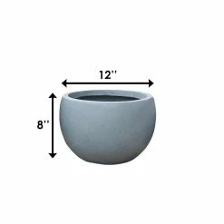 KANTE 12 in. W Round Slate Gray Concrete/Fiberglass Indoor Outdoor Modern Seamless Bowl Planter -Green Haven Store slate gray kante plant pots osc0049a c60611 d4 1000