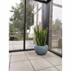 KANTE 12 in. W Round Slate Gray Concrete/Fiberglass Indoor Outdoor Modern Seamless Bowl Planter -Green Haven Store slate gray kante plant pots osc0049a c60611 fa 1000