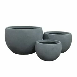 KANTE 20 in., 16 in. and 12 in. W Round Slate Gray Concrete/Fiberglass Indoor Outdoor Elegant Bowl Planters (Set of 3) -Green Haven Store slate gray kante plant pots osc0049abc c60611 c3 1000