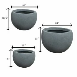 KANTE 20 in., 16 in. and 12 in. W Round Slate Gray Concrete/Fiberglass Indoor Outdoor Elegant Bowl Planters (Set of 3) -Green Haven Store slate gray kante plant pots osc0049abc c60611 d4 1000