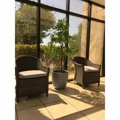 KANTE 10 in. W Round Slate Gray Concrete/Fiberglass Indoor Outdoor Elegant Planter -Green Haven Store slate gray kante plant pots osc0050a c60611 44 1000