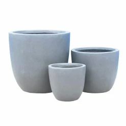 KANTE 18", 14" and 10"W Round Slate Gray Lightweight Concrete/Fiberglass Indoor Outdoor Elegant Seamless Planters (Set of 3) -Green Haven Store slate gray kante plant pots osc0050abc c60611 c3 1000