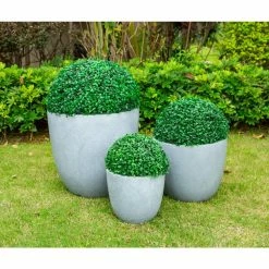 KANTE 18", 14" and 10"W Round Slate Gray Lightweight Concrete/Fiberglass Indoor Outdoor Elegant Seamless Planters (Set of 3) -Green Haven Store slate gray kante plant pots osc0050abc c60611 fa 1000