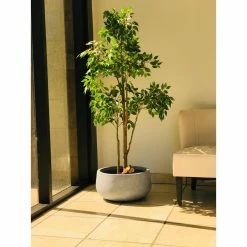 KANTE 20 in. W Round Slate Gray Lightweight Concrete/Fiberglass Indoor Outdoor Elegant Bowl Planter -Green Haven Store slate gray kante plant pots osc0051c c60611 44 1000