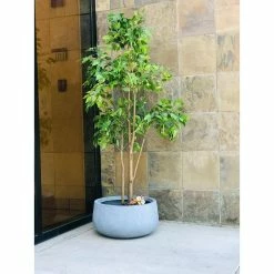 KANTE 20 in. W Round Slate Gray Lightweight Concrete/Fiberglass Indoor Outdoor Elegant Bowl Planter -Green Haven Store slate gray kante plant pots osc0051c c60611 66 1000