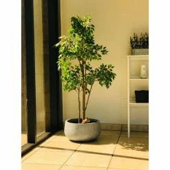 KANTE 20 in. W Round Slate Gray Lightweight Concrete/Fiberglass Indoor Outdoor Elegant Bowl Planter -Green Haven Store slate gray kante plant pots osc0051c c60611 76 1000