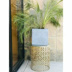 KANTE 10 in. W Square Slate Gray Lightweight Concrete/Fiberglass Indoor Outdoor Modern Elegant Planter -Green Haven Store slate gray kante plant pots osf0001a c60611 1f 1000